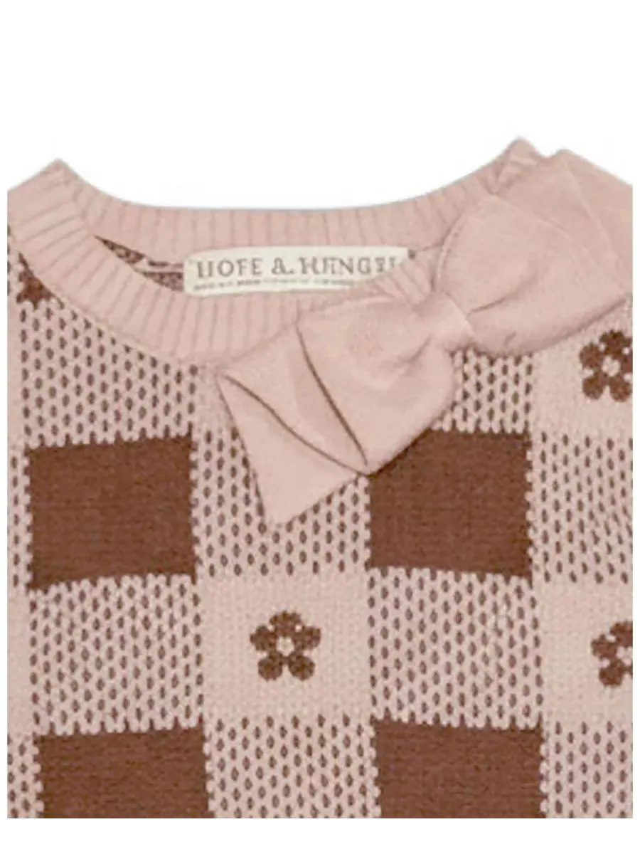 Свитер из органического хлопка с бантом и интарсией, модель Bow Detail Intarsia Hope & Henry — изображение 2 из 6