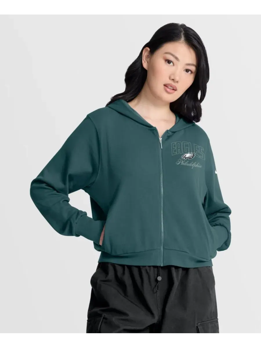 Худи с капюшоном на молнии Philadelphia Eagles Nike — изображение 1 из 5, зеленый