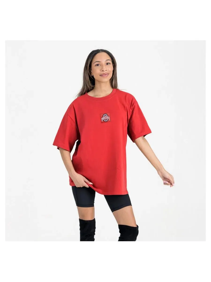 Футболка оверсайз с вышивкой Ohio State Buckeyes Back at Ya Gameday Couture — изображение 1 из 5, алый