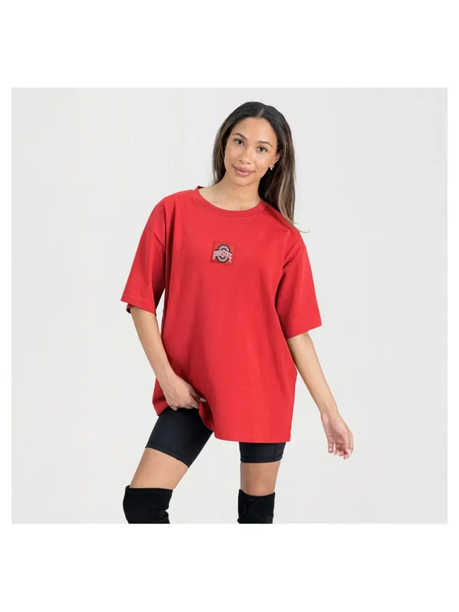 Футболка оверсайз с вышивкой Ohio State Buckeyes Back at Ya Gameday Couture — изображение 5 из 5, алый