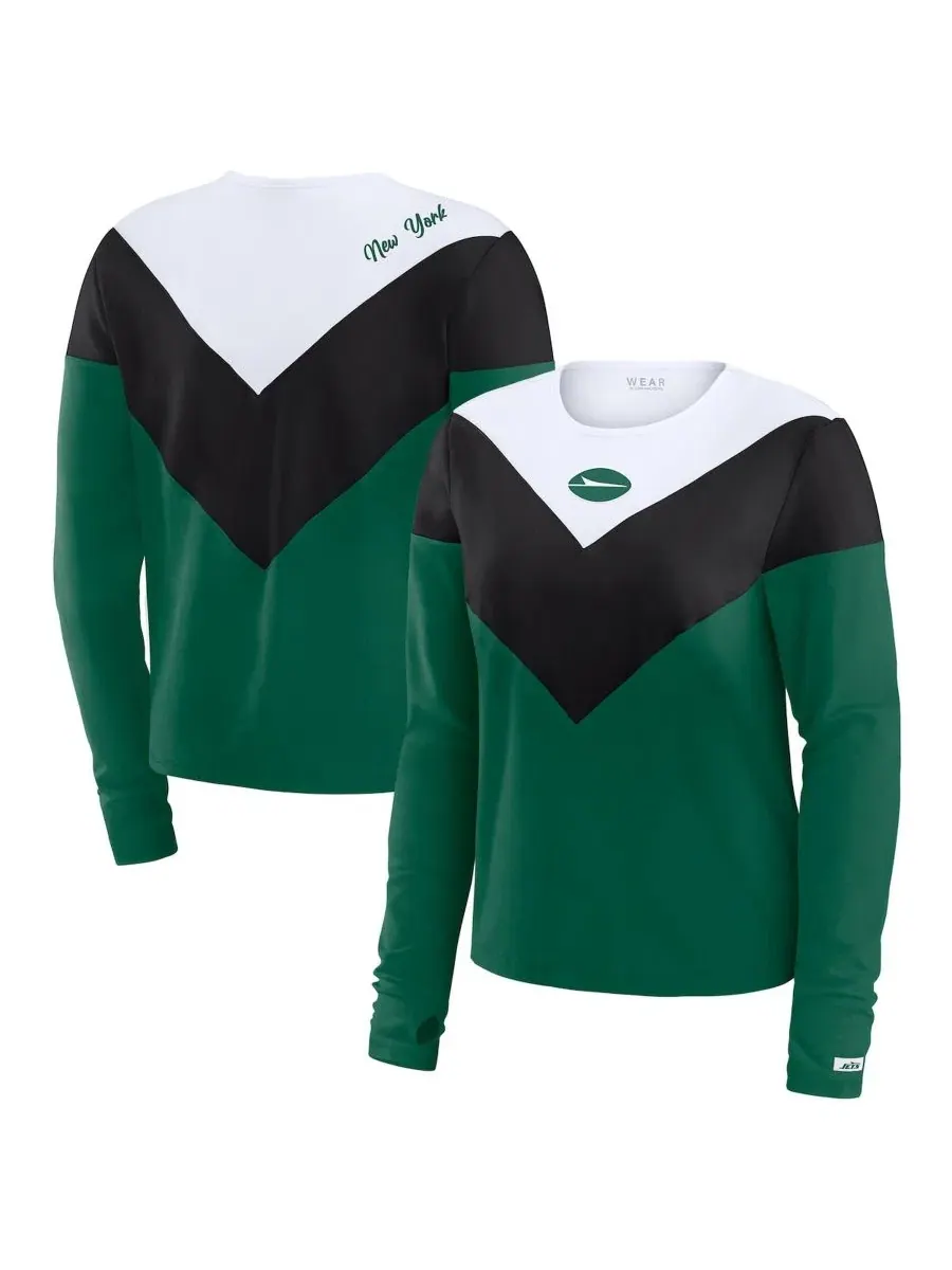 Женская футболка с длинным рукавом из трикотажа Chevron New York Jets WEAR by Erin Andrews — изображение 1 из 5, зеленый