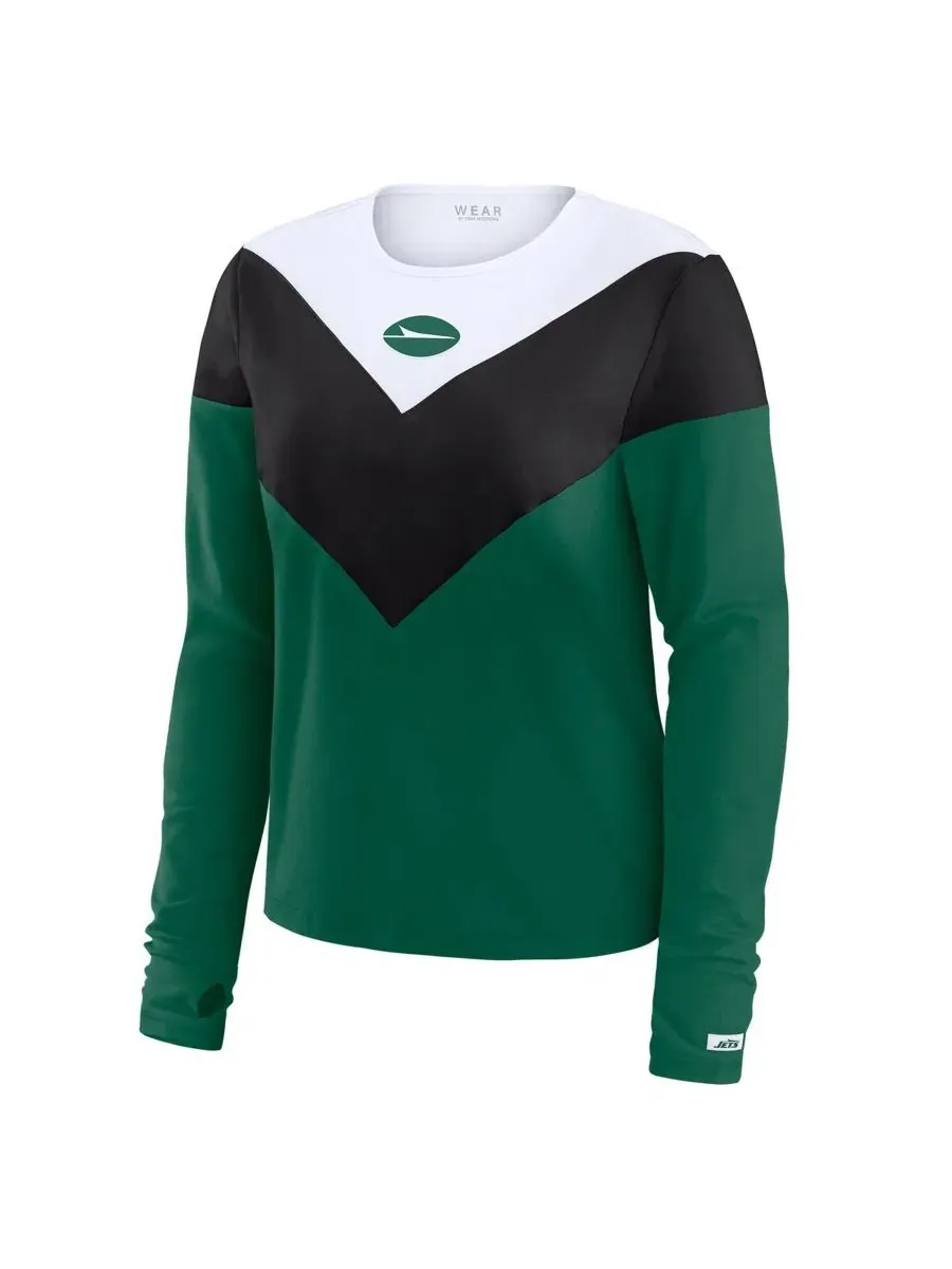 Женская футболка с длинным рукавом из трикотажа Chevron New York Jets WEAR by Erin Andrews — изображение 2 из 5, зеленый