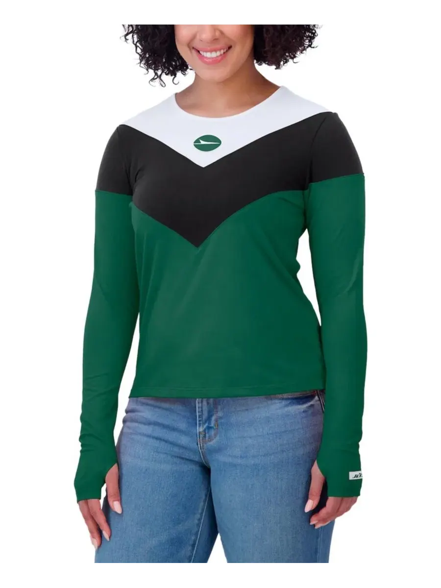 Женская футболка с длинным рукавом из трикотажа Chevron New York Jets WEAR by Erin Andrews — изображение 4 из 5, зеленый
