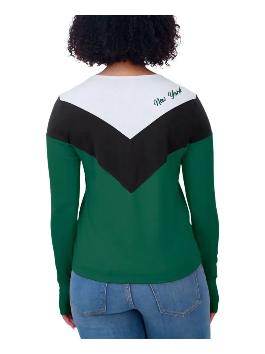 Женская футболка с длинным рукавом из трикотажа Chevron New York Jets WEAR by Erin Andrews — изображение 5 из 5, зеленый