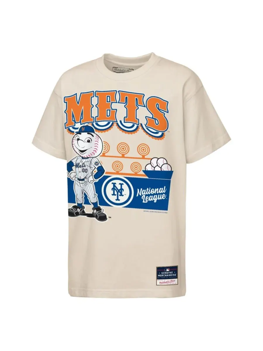 Футболка с принтом Step Back Up Mascot Mitchell & Ness — изображение 1 из 1, бежевый