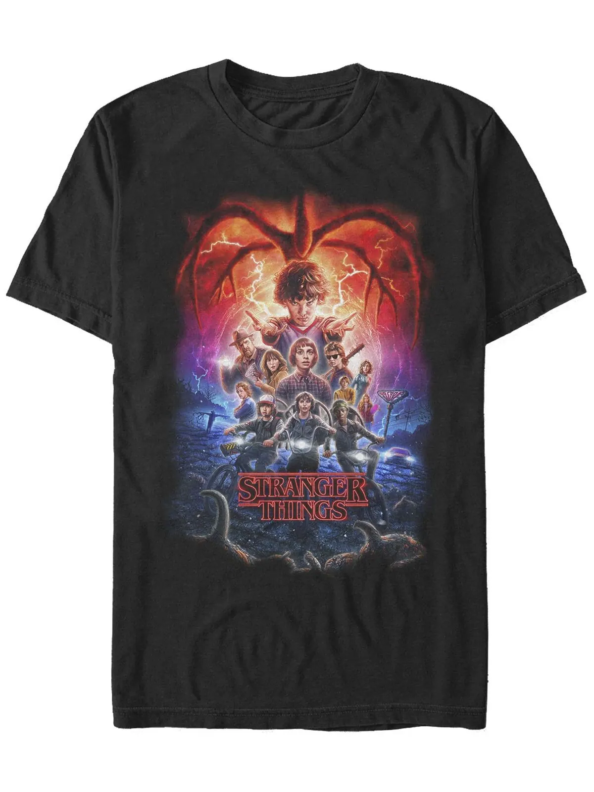 Мужская футболка с коротким рукавом с плакатом группы demogorgan stranger things Fifth Sun — изображение 1 из 1, черный