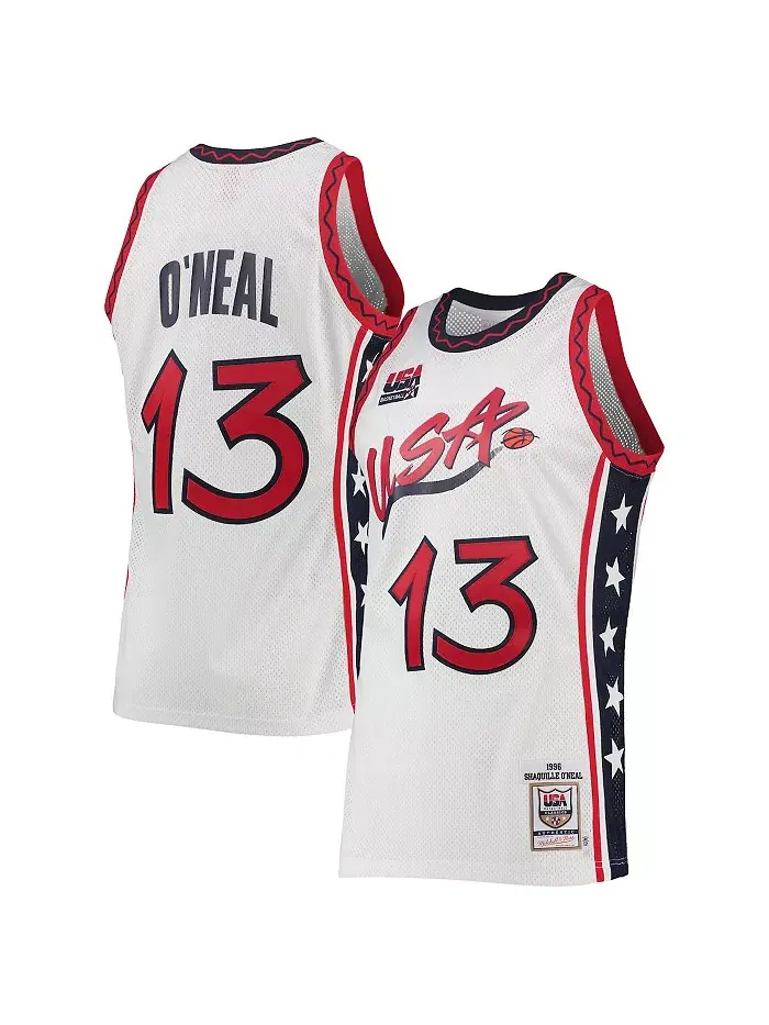 Мужская баскетбольная майка Shaquille O'Neal White USA 1996 Hardwood Classics, подлинная Mitchell &