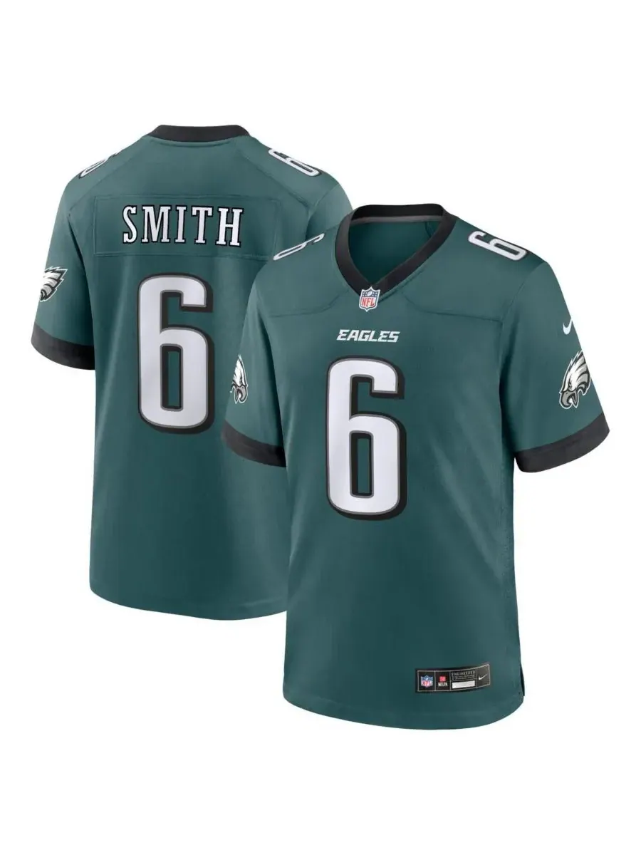 Мужская игровая футболка Nike DeVonta Smith Midnight команды Philadelphia Eagles Fanatics — изображение 1 из 3, зеленый