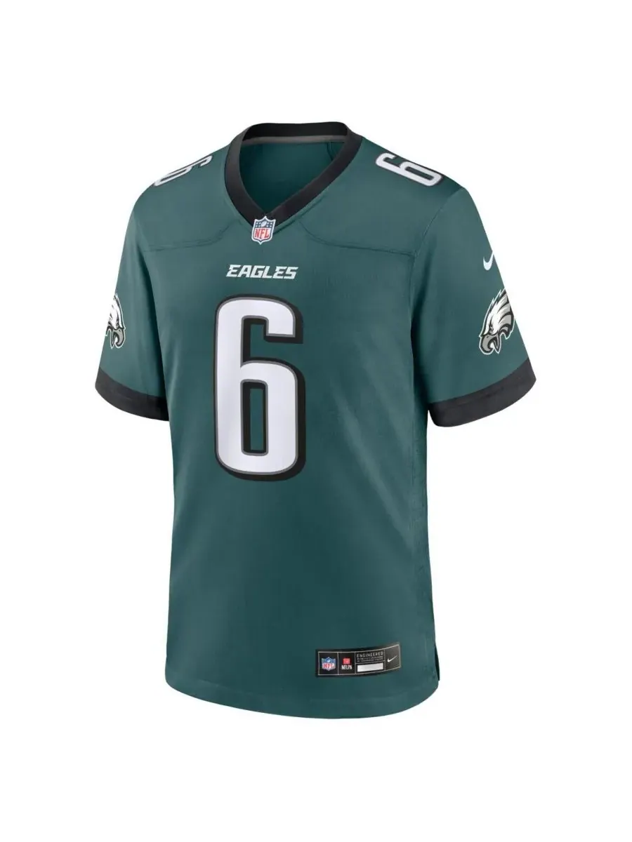 Мужская игровая футболка Nike DeVonta Smith Midnight команды Philadelphia Eagles Fanatics — изображение 2 из 3, зеленый
