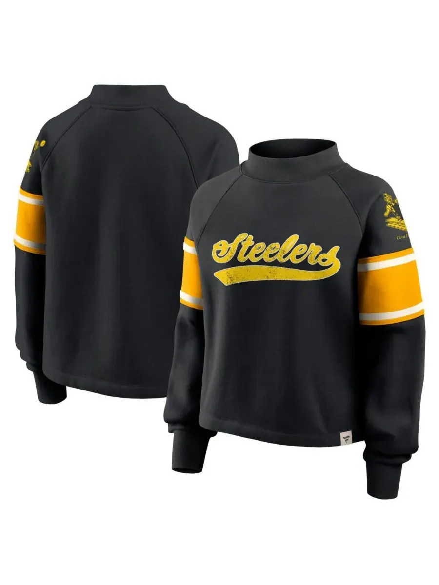 Fanatics Женская черная толстовка с высоким воротником Pittsburgh Steelers Oversized Hometown Toss — изображение 1 из 3