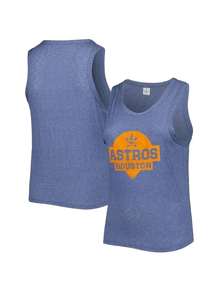 Женская темно-синяя майка большого размера Houston Astros Tri-Blend с высоким воротником Soft As A — синий