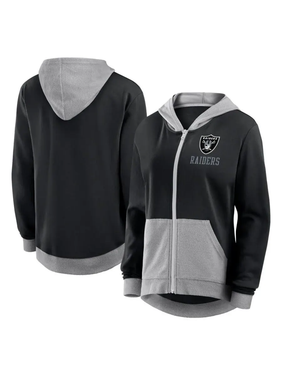 Fanatics Женская черная толстовка на молнии Las Vegas Raiders Hit It — изображение 1 из 3, черный