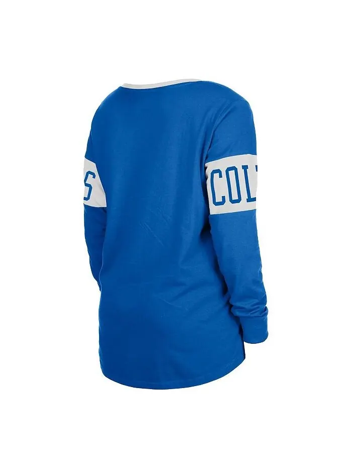Женская синяя футболка с длинными рукавами и вырезом на шнуровке Indianapolis Colts New Era — изображение 3 из 4, синий