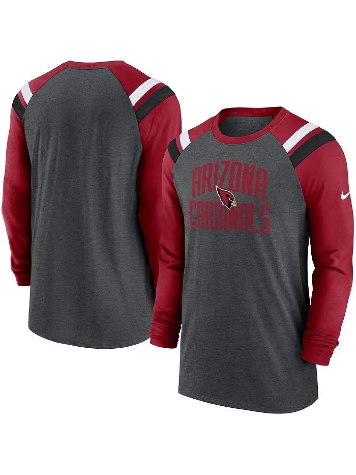 Мужская темно-серая модная спортивная футболка Cardinal Arizona Cardinals Tri-Blend реглан с — изображение 1 из 3