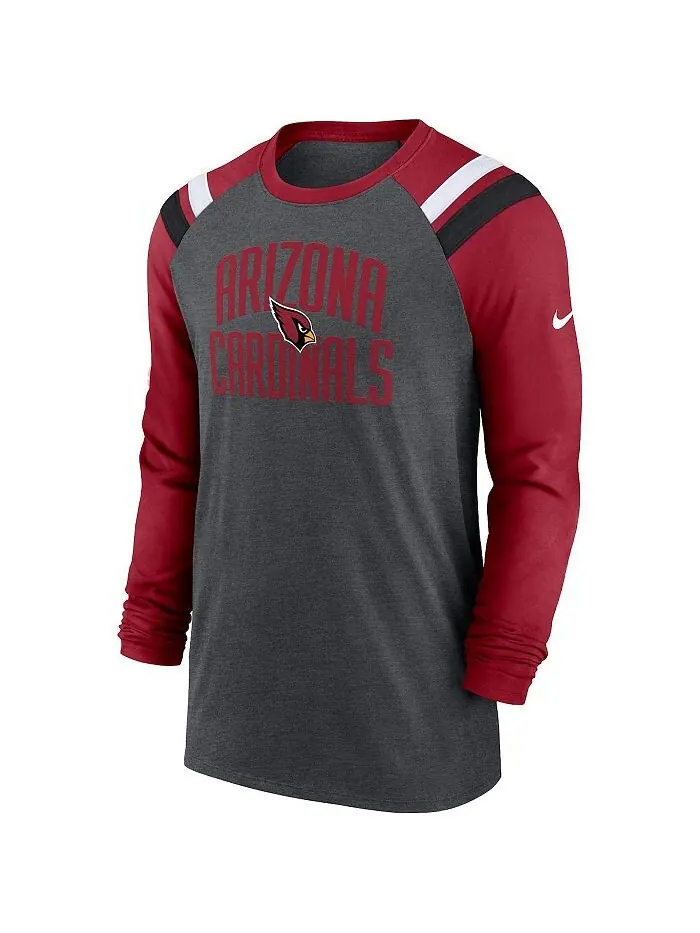 Мужская темно-серая модная спортивная футболка Cardinal Arizona Cardinals Tri-Blend реглан с — изображение 2 из 3