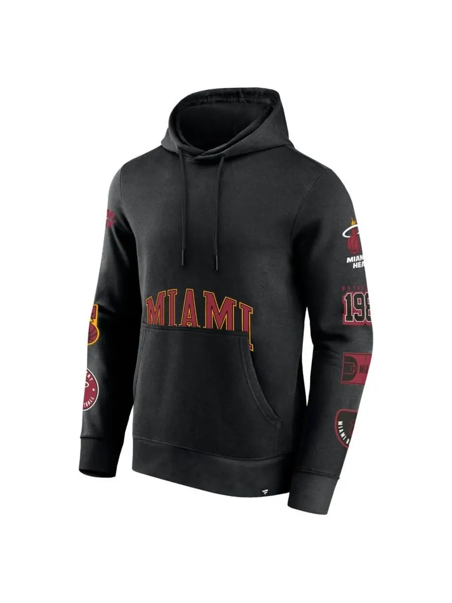 Fanatics Мужская черная толстовка с капюшоном Miami Heat Home Court — изображение 2 из 3, черный