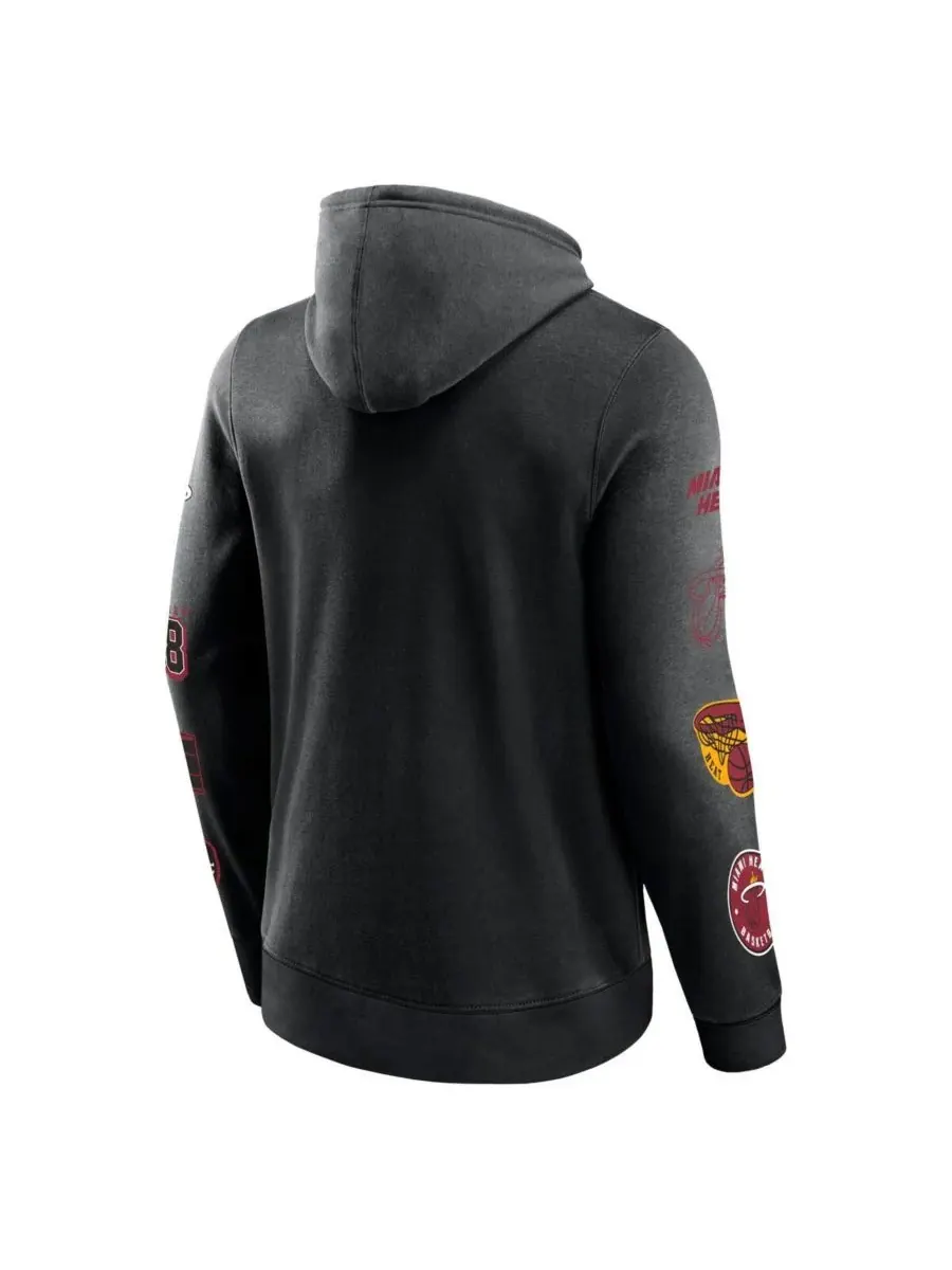 Fanatics Мужская черная толстовка с капюшоном Miami Heat Home Court — изображение 3 из 3, черный