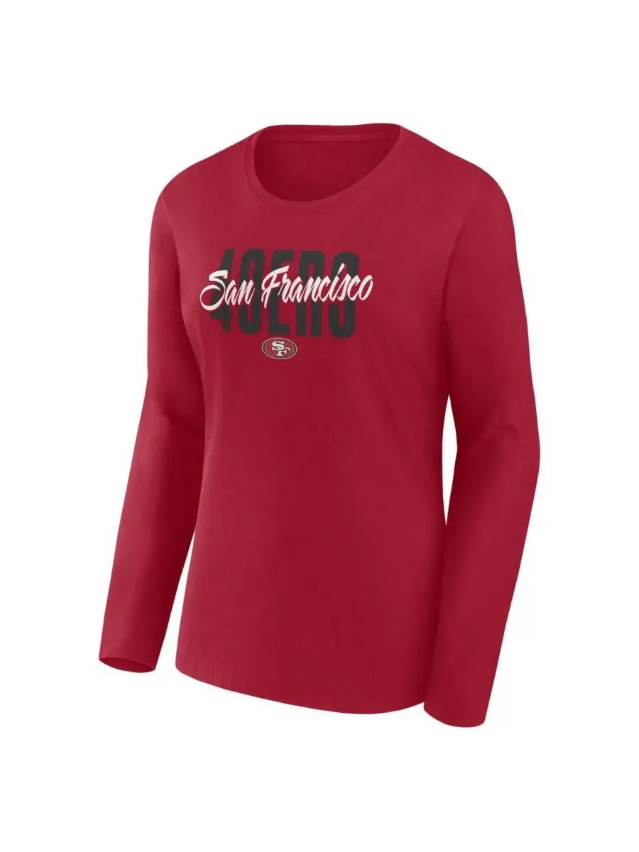 Женская алая футболка с длинным рукавом San Francisco 49ers Grip Logo Athletic — изображение 2 из 3, алый