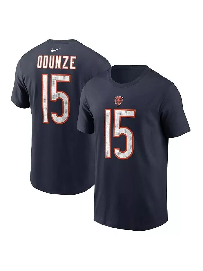 Мужская футболка Rome Odunze Navy Chicago Bears 2024 NFL Draft First Round Pick Name Number Nike — изображение 1 из 3