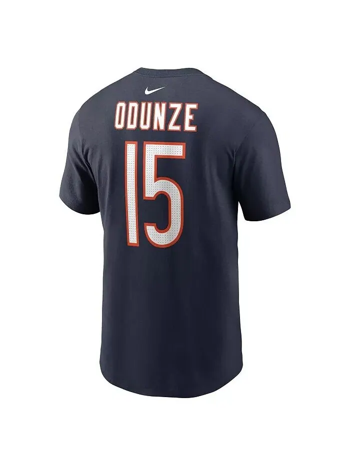 Мужская футболка Rome Odunze Navy Chicago Bears 2024 NFL Draft First Round Pick Name Number Nike — изображение 2 из 3