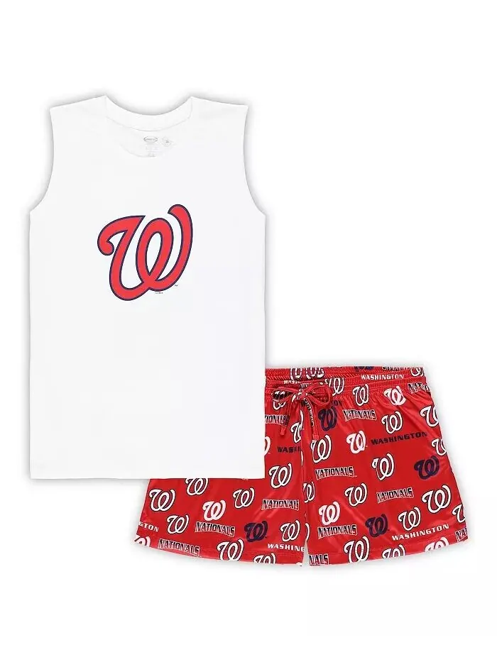 Женский белый/красный Washington Nationals плюс размер майка шорты спальный комплект Concepts Sport — изображение 1 из 3