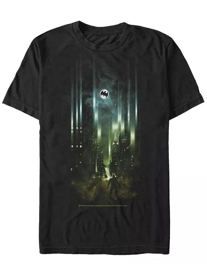 Футболка с коротким рукавом DC Men's Batman City Bat Logo Spotlight Fifth Sun — изображение 1 из 1