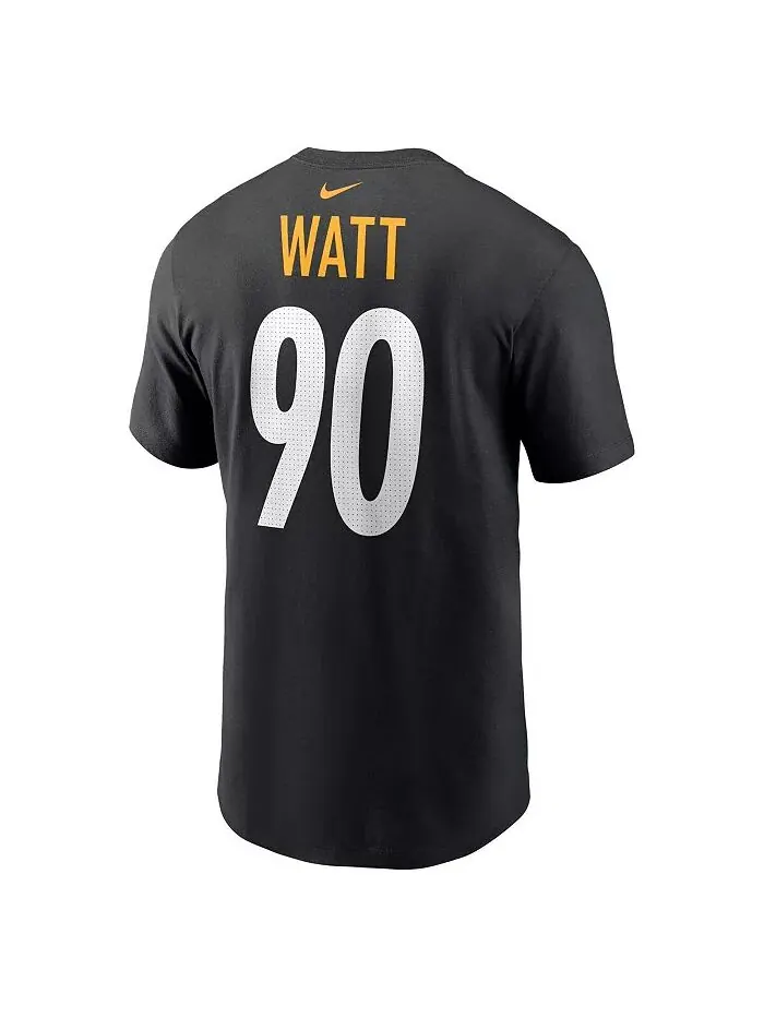 Мужская черная футболка TJ Watt Pittsburgh Steelers с именем и номером игрока Nike — изображение 2 из 3