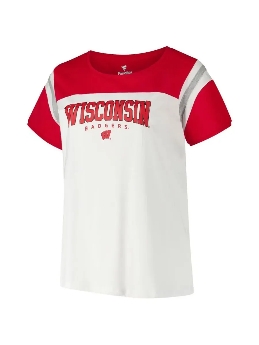 Fanatics Женская белая футболка большого размера с символикой команды Wisconsin Badgers — изображение 3 из 3, белый