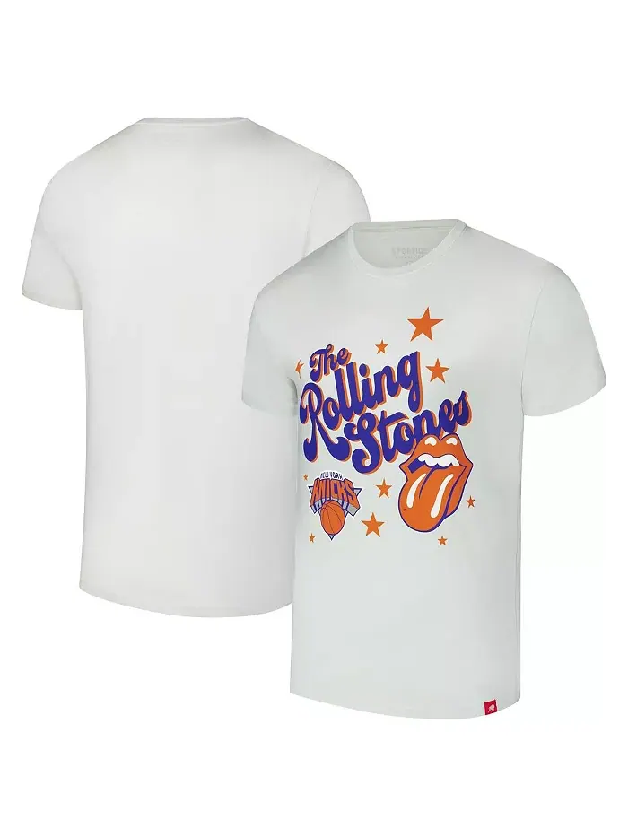 Мужская и женская белая футболка Rolling Stones x Golden State Warriors Bingham Collab Sportiqe — изображение 1 из 3