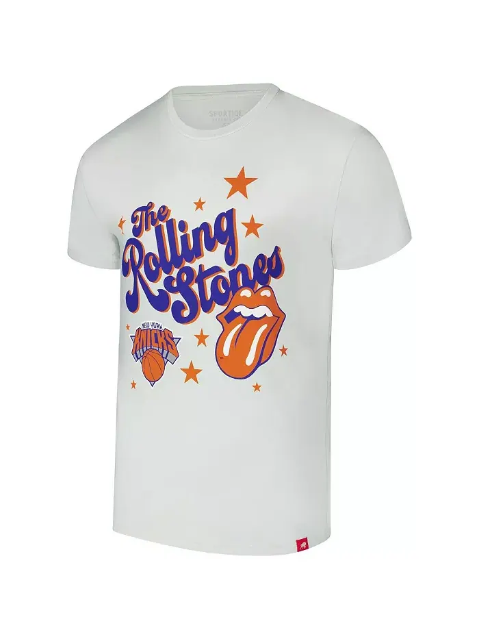 Мужская и женская белая футболка Rolling Stones x Golden State Warriors Bingham Collab Sportiqe — изображение 3 из 3