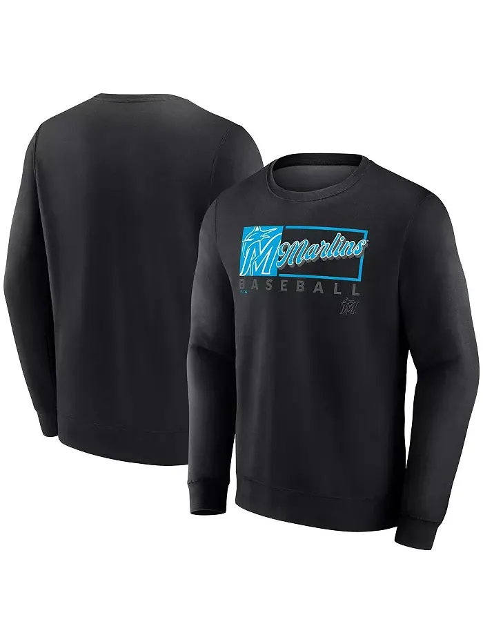 Мужская черная толстовка с капюшоном Miami Marlins Focus Fleece Fanatics — изображение 1 из 3