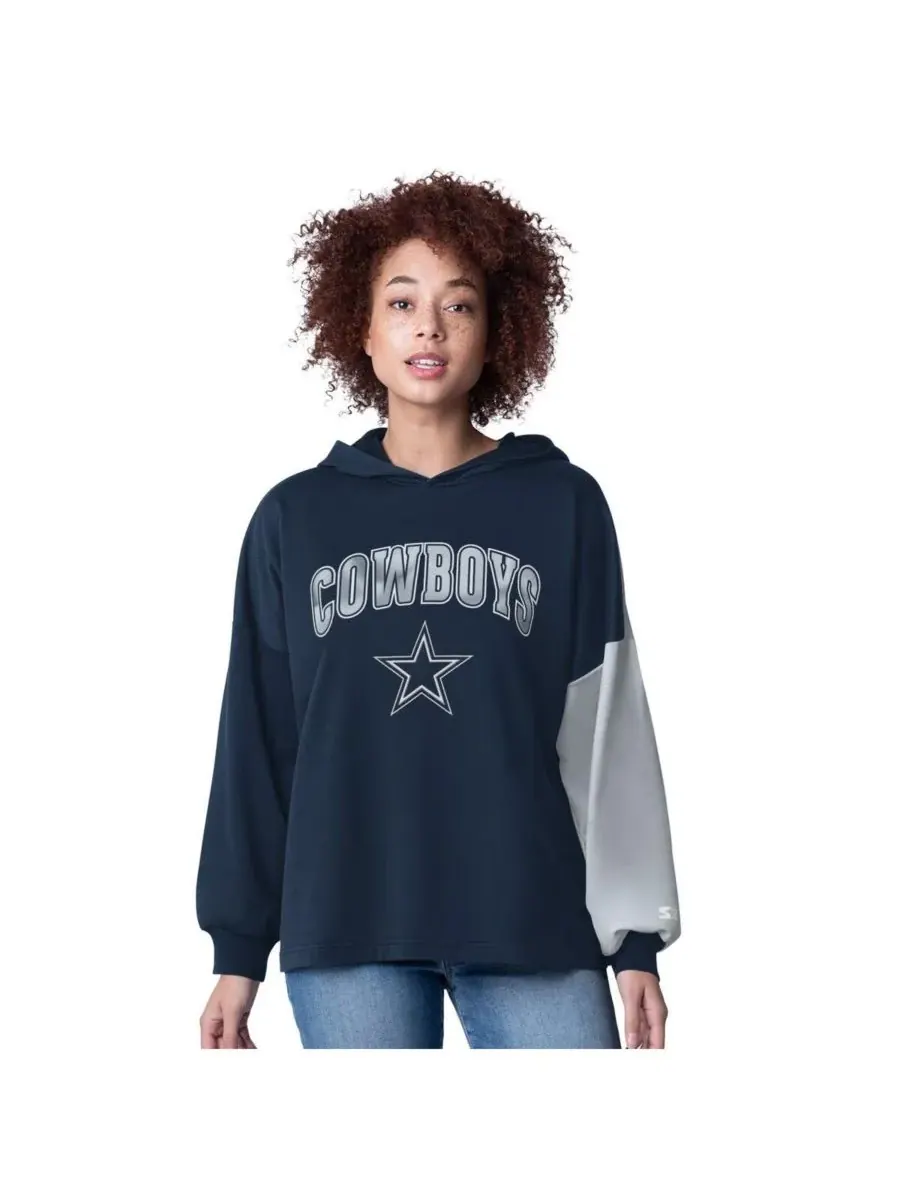 Starter Женская темно-синяя толстовка с длинными рукавами и капюшоном Dallas Cowboys Power Move — изображение 1 из 2