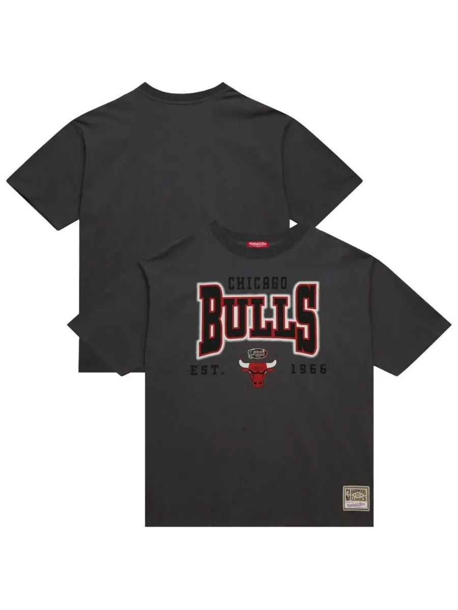 Mitchell & Ness Женская футболка оверсайз в стиле «бойфренд» с символикой Chicago Bulls — изображение 1 из 5, темно-серый