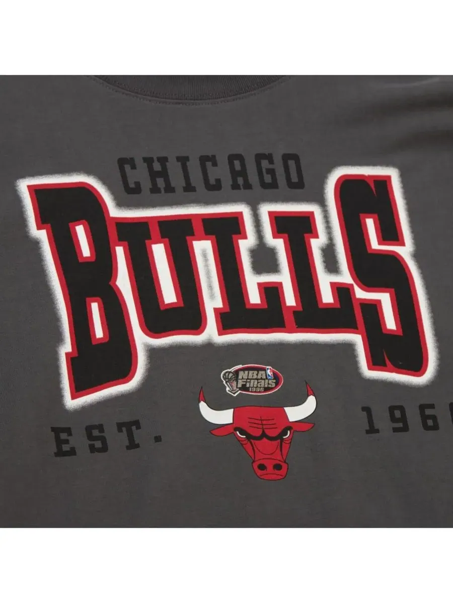 Mitchell & Ness Женская футболка оверсайз в стиле «бойфренд» с символикой Chicago Bulls — изображение 4 из 5, темно-серый