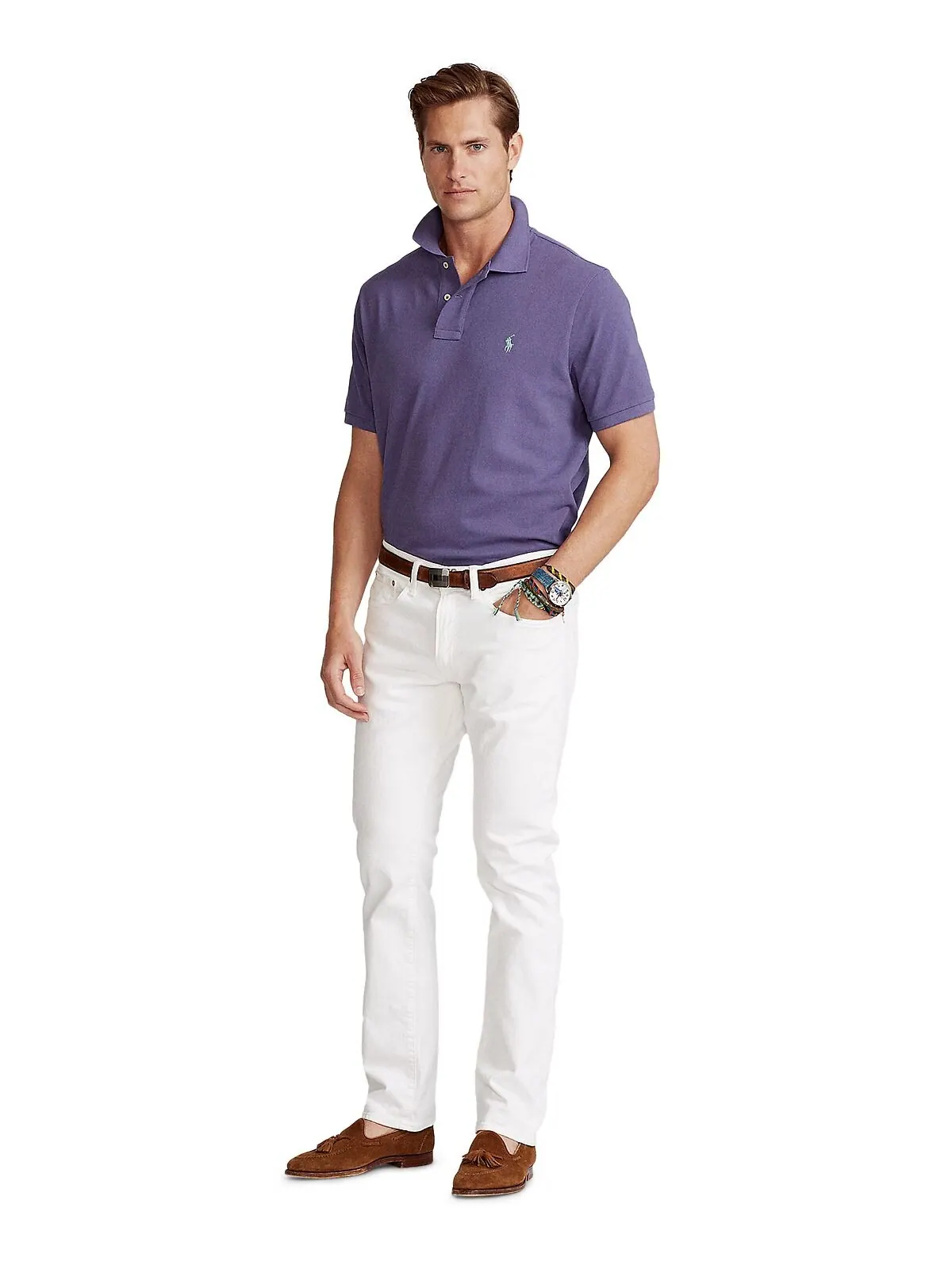 Мужские узкие прямые джинсы Varick Polo Ralph Lauren — изображение 8 из 14, белый