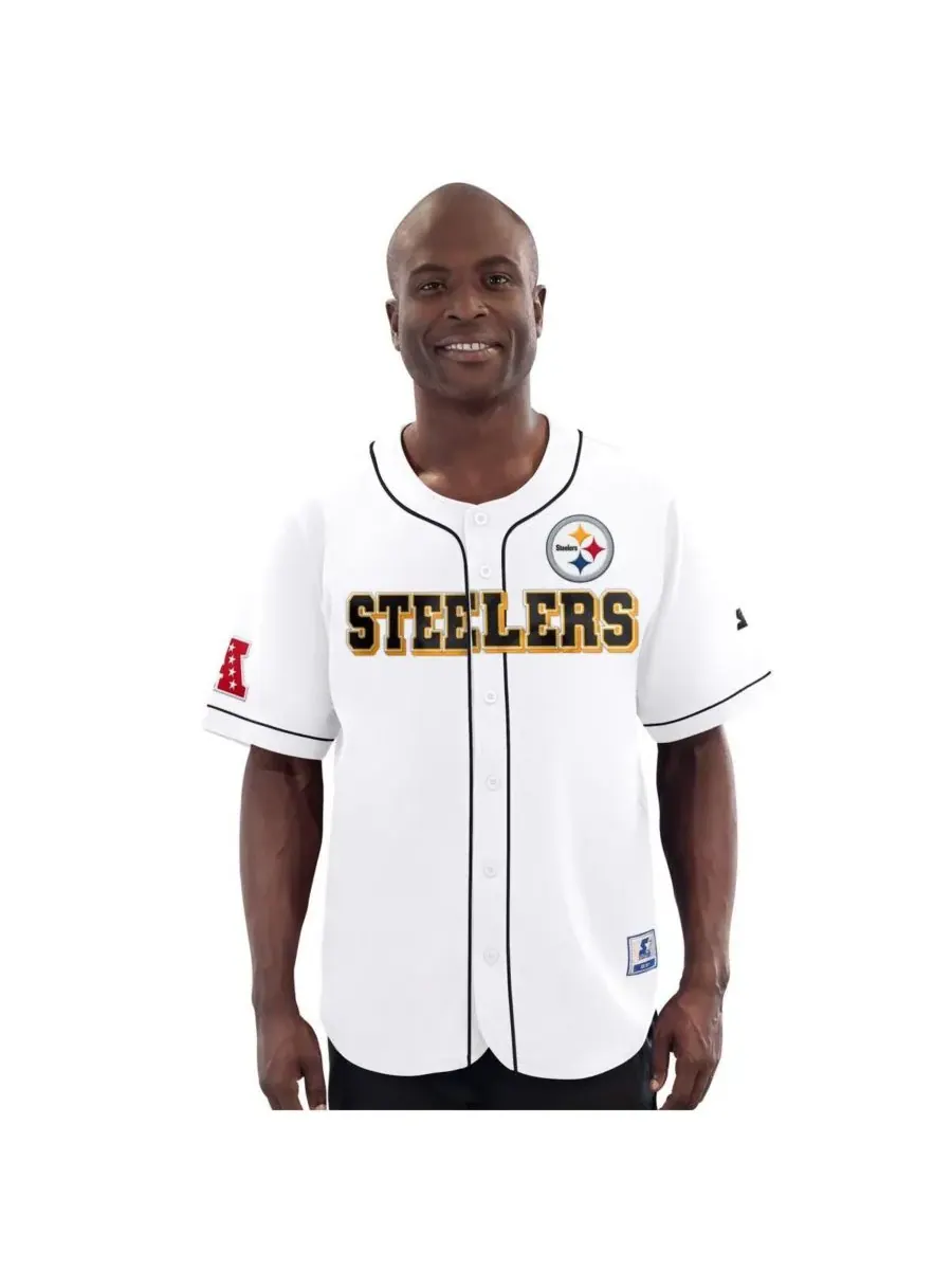 Starter Мужская белая бейсбольная майка Pittsburgh Steelers Relay с застежкой на все пуговицы — изображение 1 из 2, белый