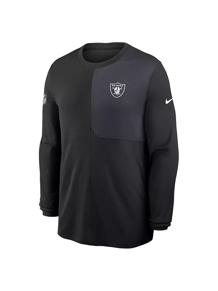 Мужская черная футболка с длинным рукавом Las Vegas Raiders Sideline Coach UV Performance Nike — изображение 2 из 3