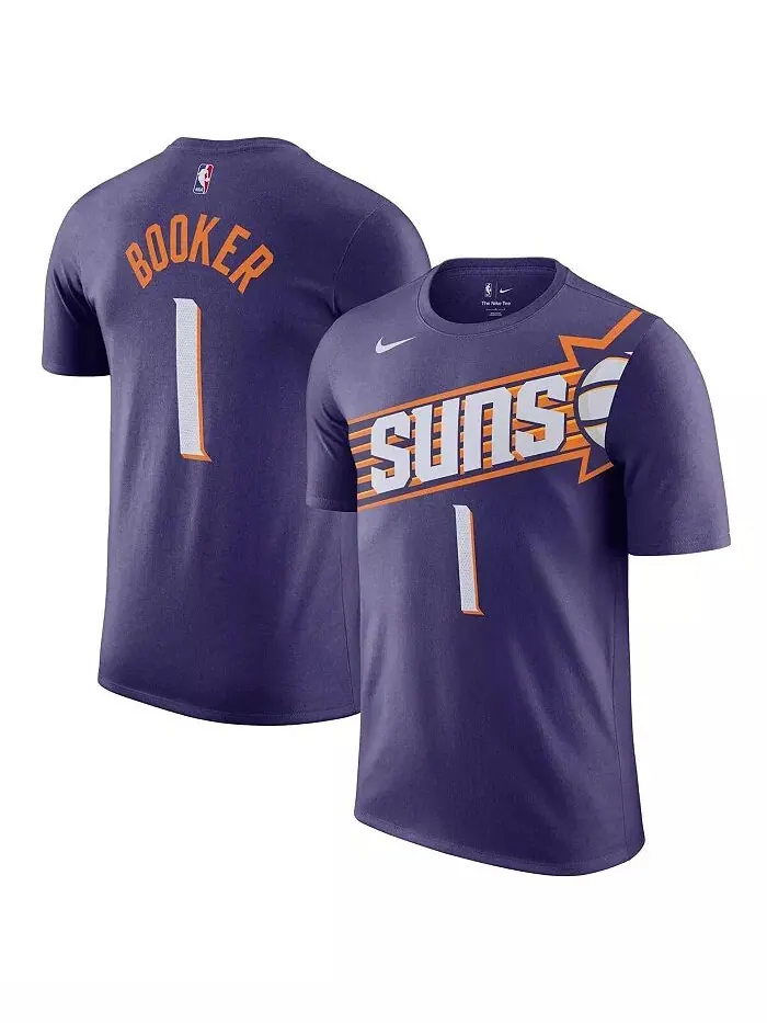Мужская футболка Devin Booker Purple Phoenix Suns Icon Edition с именем и номером Nike — изображение 1 из 3