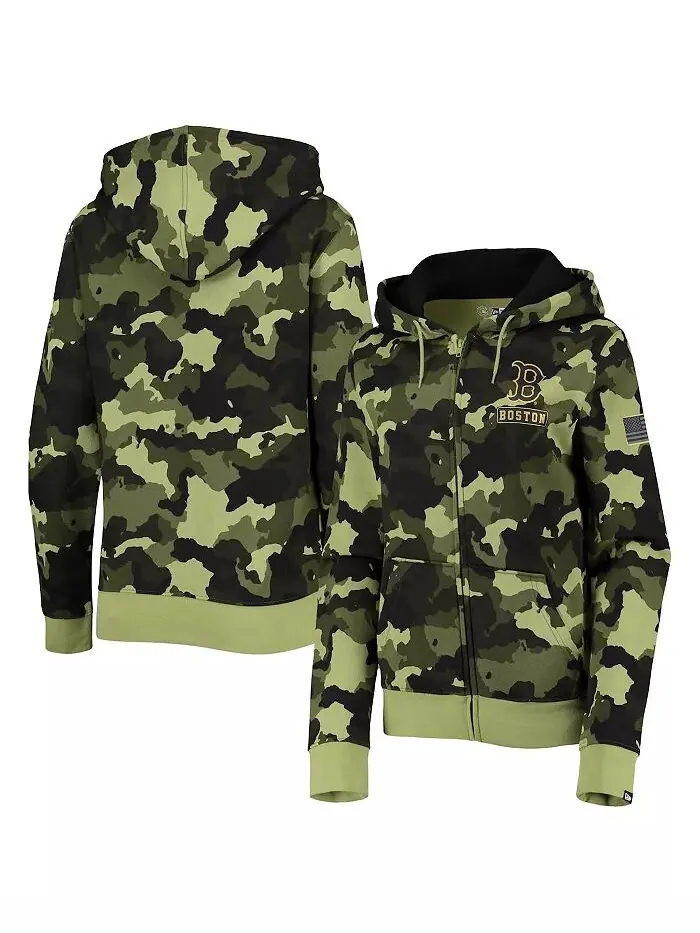 Женская зеленая толстовка с капюшоном Boston Red Sox 2022 MLB Armed Forces Day Camo с