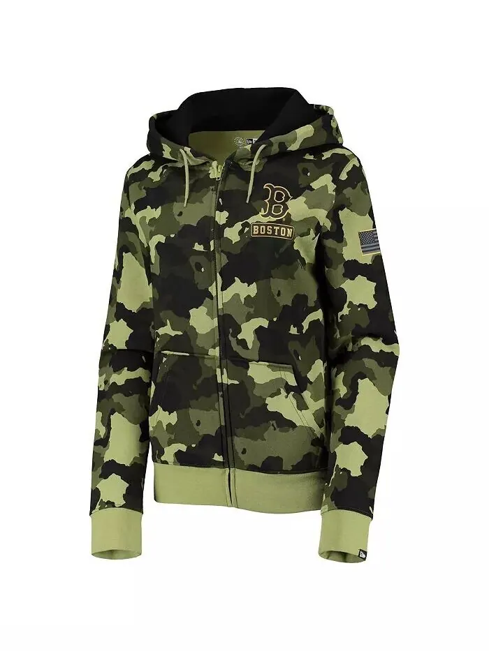 Женская зеленая толстовка с капюшоном Boston Red Sox 2022 MLB Armed Forces Day Camo с — изображение 2 из 4