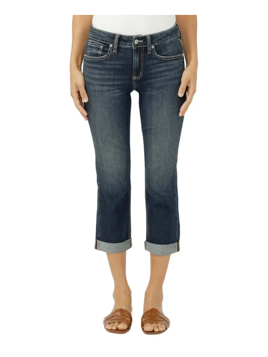 Женские джинсы-капри Suki Mid-Rise Americana Luxe Stretch Silver Jeans Co., Dreamscape — изображение 1 из 4