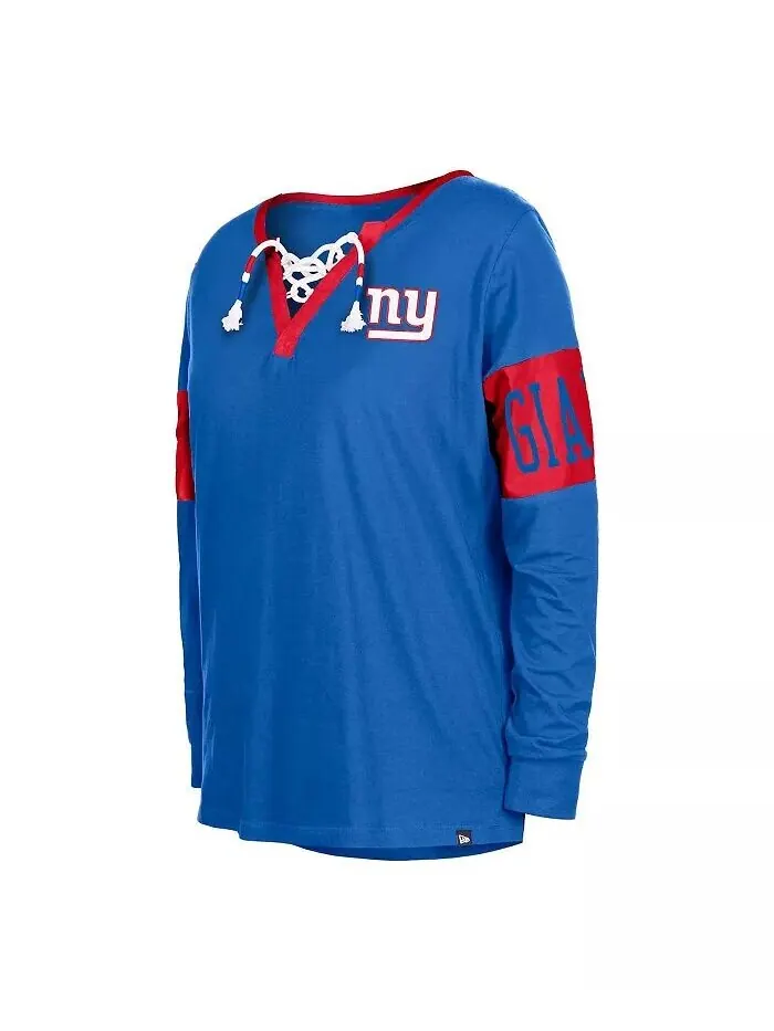 Женская футболка с длинными рукавами и шнуровкой Royal New York Giants New Era — изображение 3 из 3