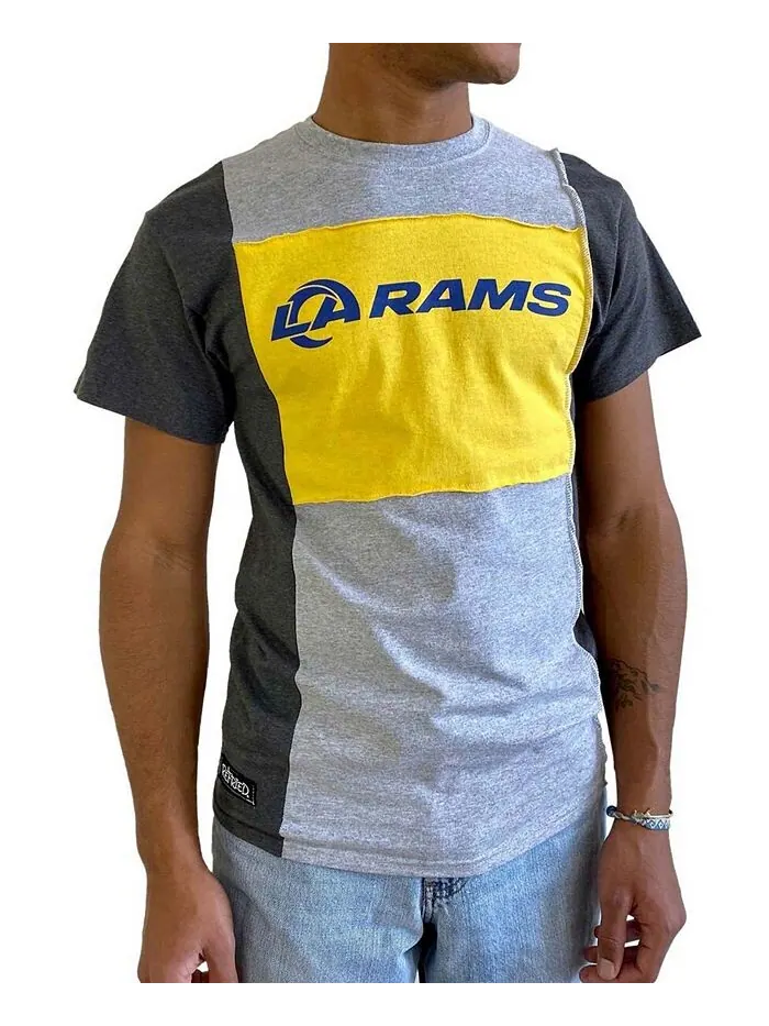 Мужская серая футболка с разрезом Los Angeles Rams Refried Apparel — серый