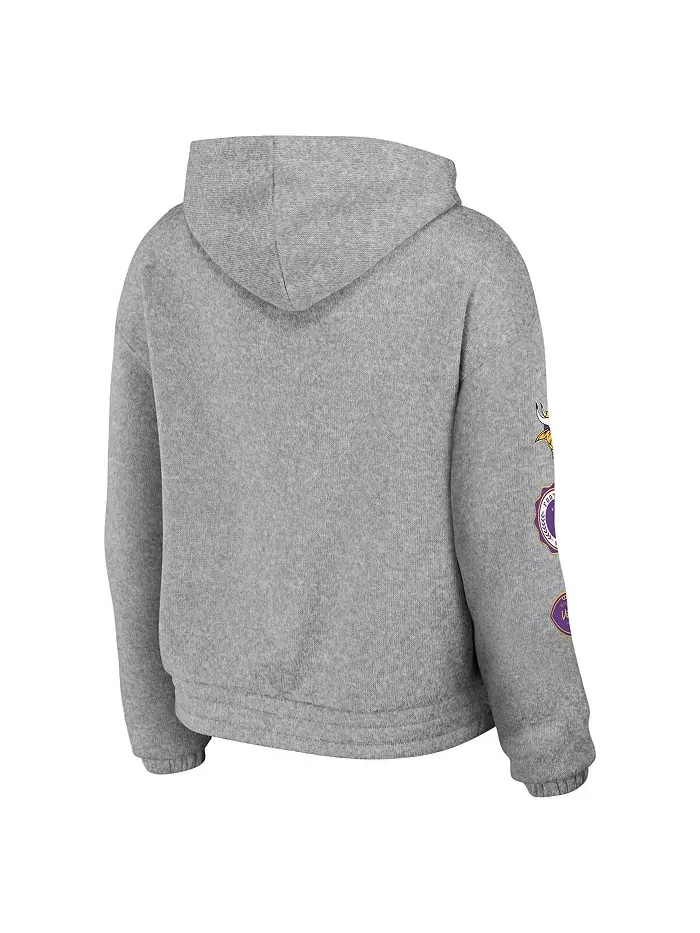 Женская толстовка с капюшоном Minnesota Vikings цвета «меланжевый серый» на молнии WEAR by Erin — изображение 3 из 3