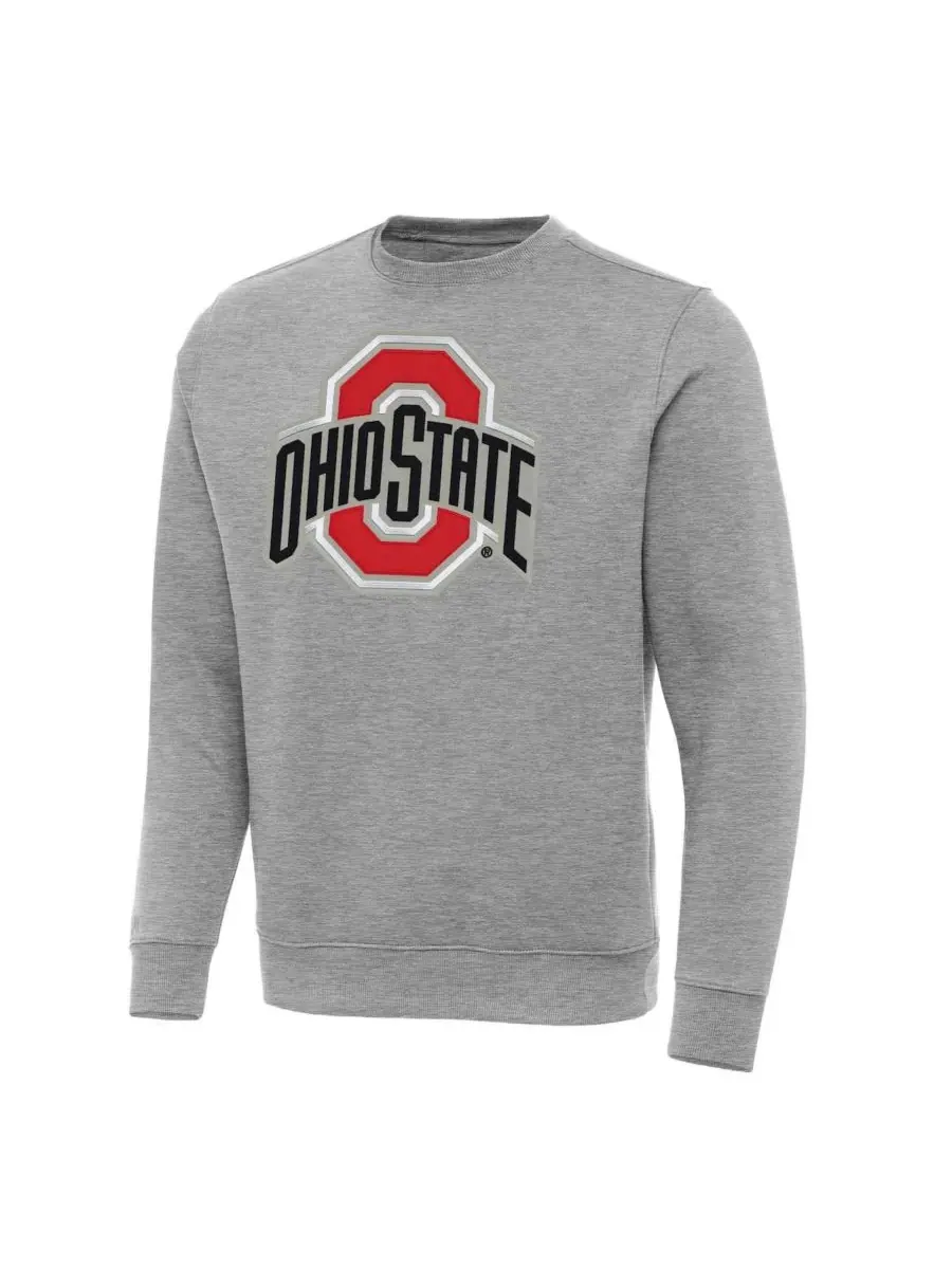Antigua Мужская толстовка с круглым вырезом и надписью «Ohio State Buckeyes» серого цвета, большого — изображение 1 из 1