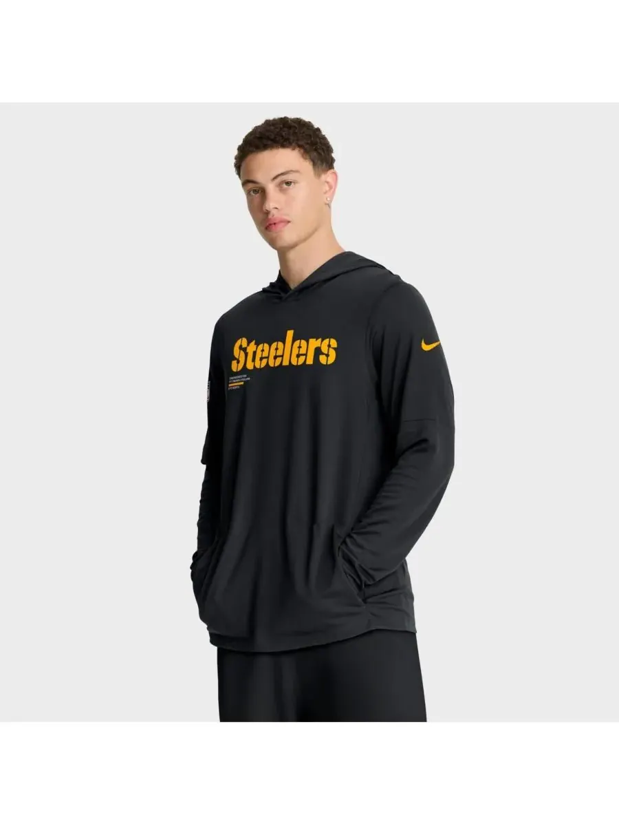 Nike Мужская черная толстовка с длинными рукавами Pittsburgh Steelers Sideline Pure Fury Performance — изображение 1 из 5