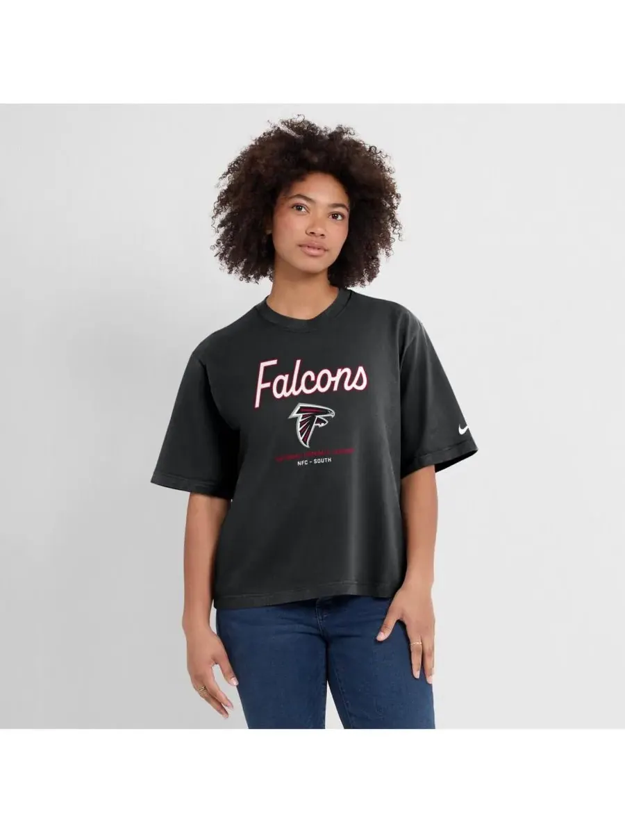 Nike Женская черная футболка Atlanta Falcons Essential Script свободного кроя — изображение 1 из 5, черный