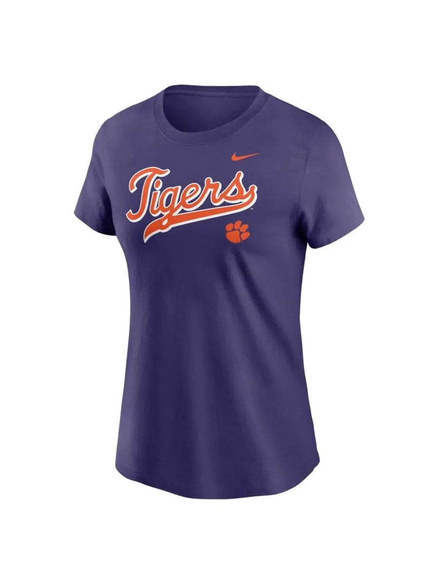 Nike Женская фиолетовая футболка Clemson Tigers с надписью Local Script — изображение 2 из 5, фиолетовый