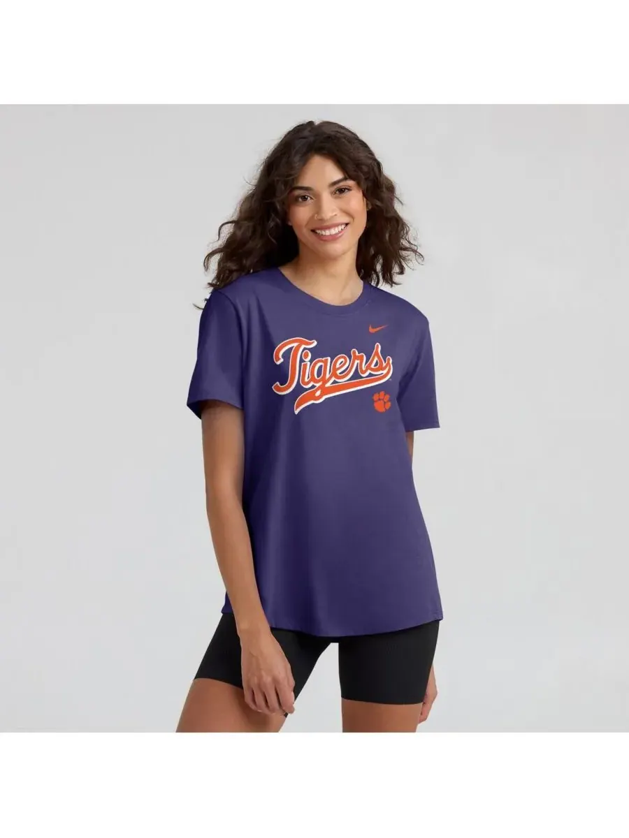 Nike Женская фиолетовая футболка Clemson Tigers с надписью Local Script — изображение 4 из 5, фиолетовый