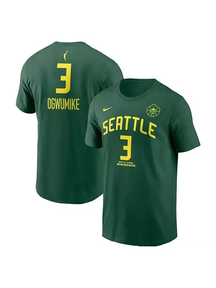 Мужская и женская футболка Nneka Ogwumike Green Seattle Storm Explorer Edition с именем и номером — изображение 1 из 3